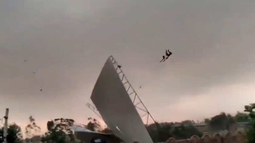 Vídeo mostra momento em que Nanhe Miya se solta de telhado durante vendaval