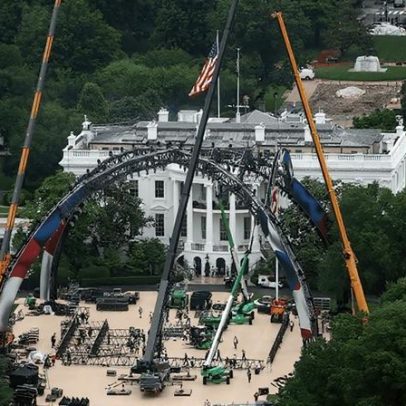 Imagens mostram construção do octógono do UFC na Casa Branca