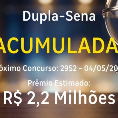 Dupla-Sena acumula prêmio de R$ 2,2 milhões nesta segunda