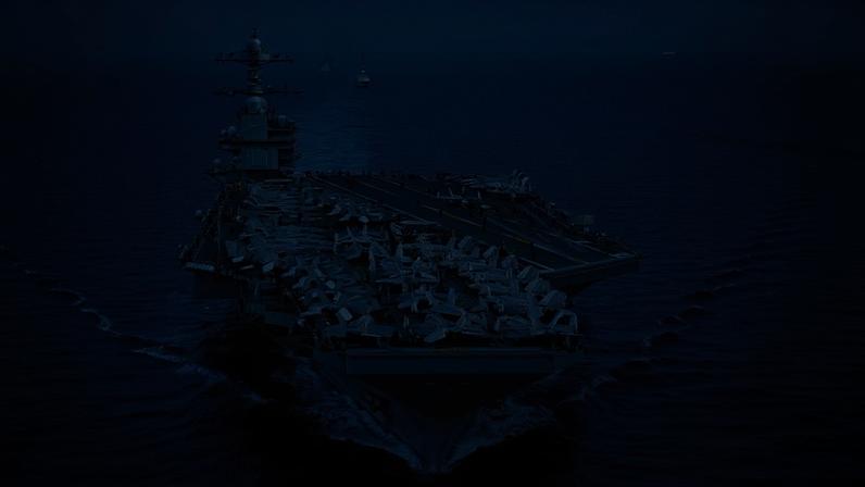 Imagem colorida do USS Gerald R Ford structure