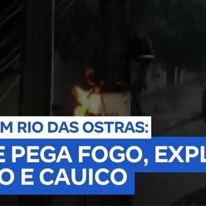 Poste incendia no Recanto e deixa moradores sem energia em Rio das Ostras