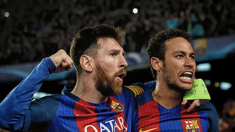 Messi e Neymar na época em que jogavam juntos no Barcelona.