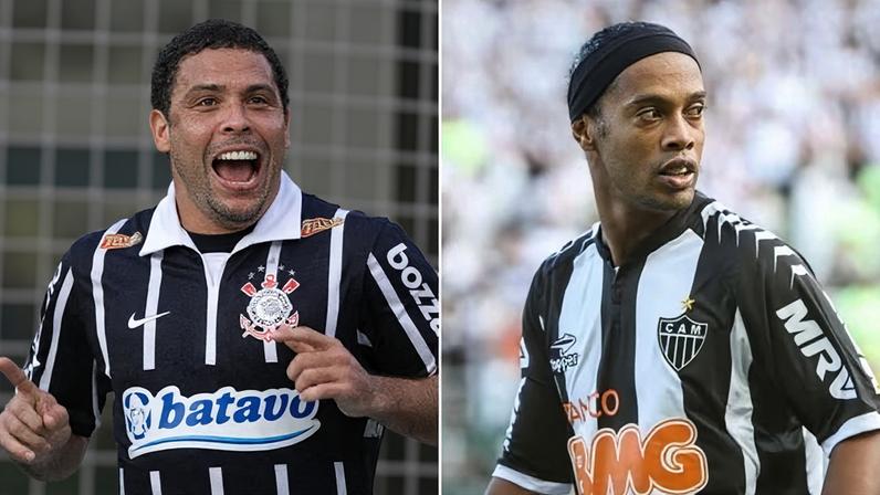 Ronaldo Fenômeno e Ronaldinho Gaúcho defenderam Corinthians e o Atlético-MG, respectivamente
