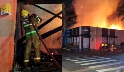 Incêndio destrói padaria e comércios em Porto Alegre