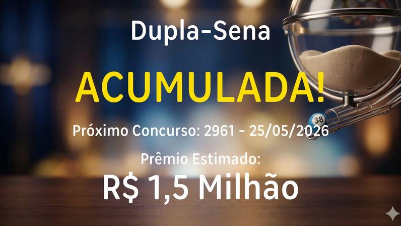 Dupla-Sena: sorteia prêmio acumulado em R$ 1,5 milhão nesta segunda-feira (25)