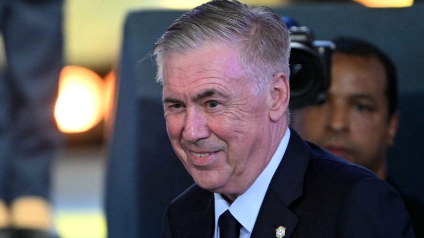 Carlo Ancelotti na cerimônia de convocação da seleção brasileira para a Copa do Mundo de 2026