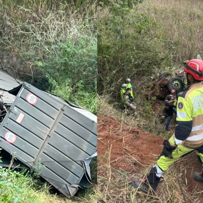 Motorista morre após carreta despencar de ponte de 35 metros no interior de MG