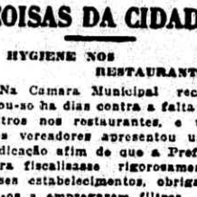 Água suja e troco em pratos marcam restaurantes de São Paulo em 1921