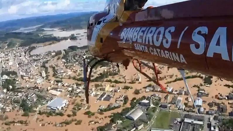 Enchente em Taió, Santa Catarina, em 2023: El Niño costuma afetar o estado