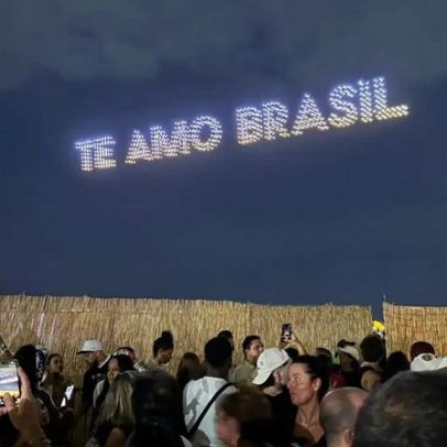 Show de drones de Shakira encanta Copacabana; assista