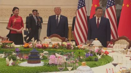 Trump e Xi Jinping em banquete de Estado