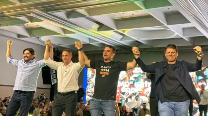 André do Prado, Guilherme Derrite, Flávio Bolsonaro e Tarcísio de Freitas