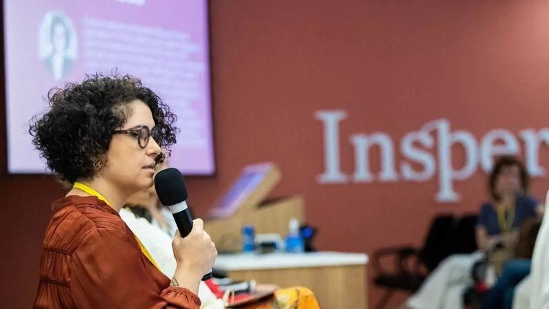 Jessika Moreira, diretora-executiva do Movimento Pessoas à Frente, durante o Encontro das Secretárias
