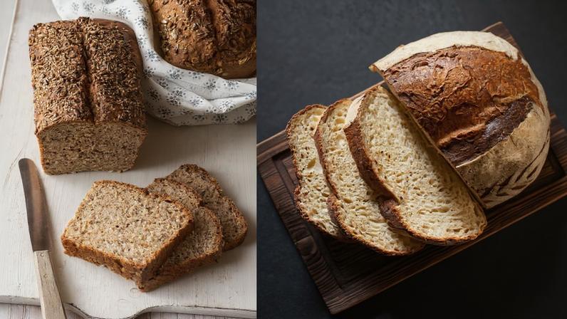 Montagem colorida de fotos de pães