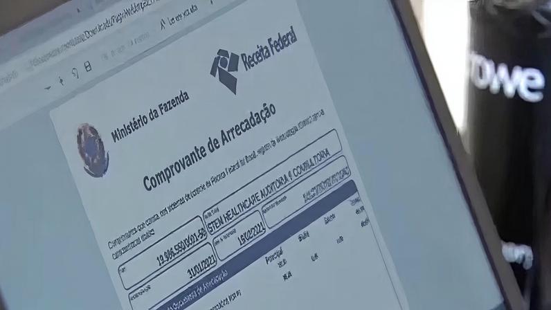 Tela de computador com comprovante de arrecadação
