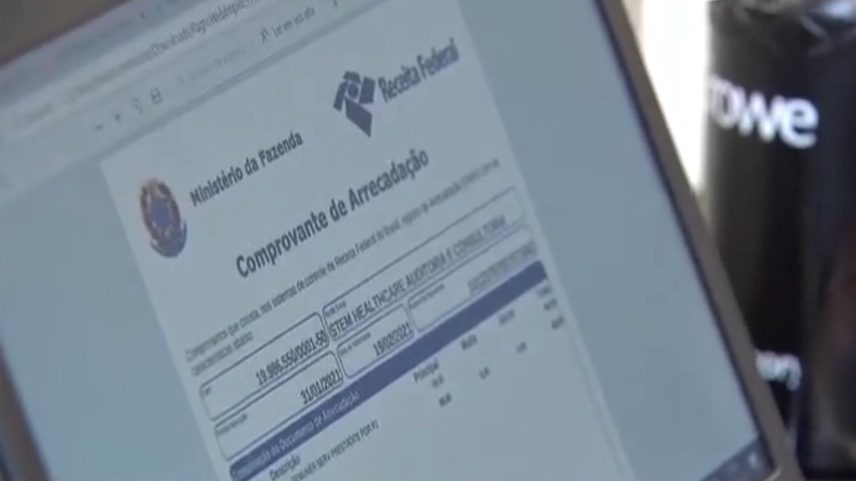 Tela de computador com comprovante de arrecadação