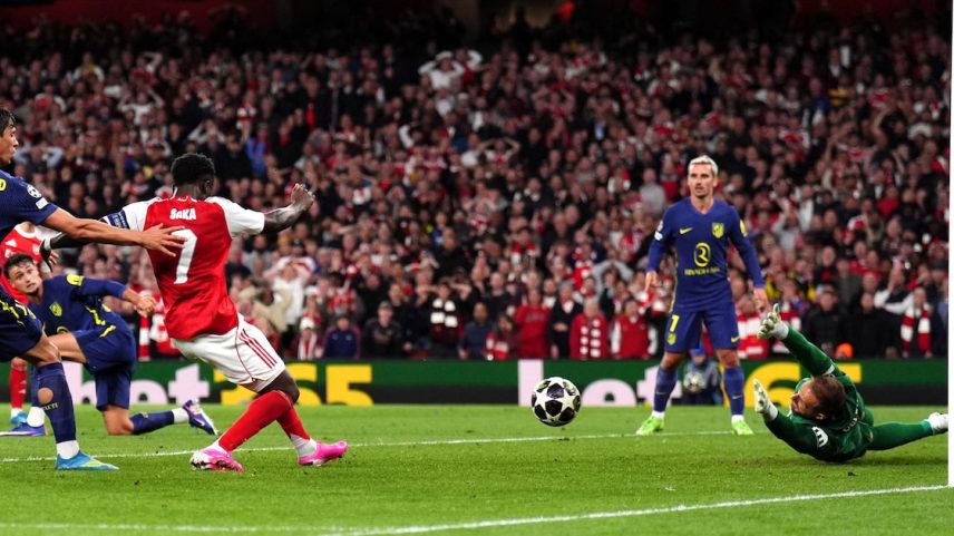 Bukayo Saka marca, e Arsenal vai à final da Champions League. Foto: John Walton/PA via AP