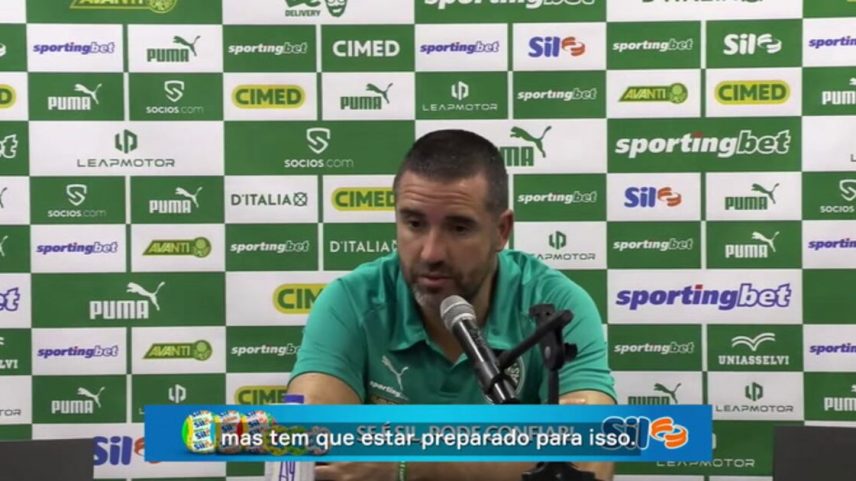 Após tomar gol no primeiro minuto, auxiliar técnico do Palmeiras fala sobre a dificuldade de retomar a liderança no placar com o time desgastado pelo calendário.