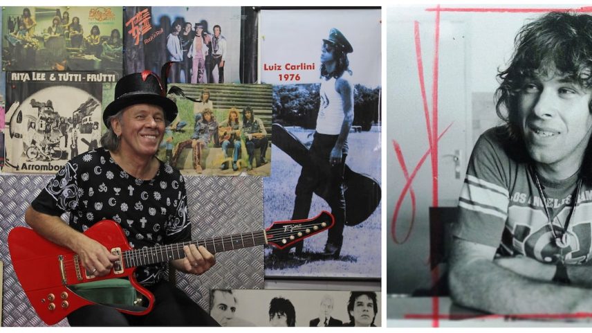 O guitarrista Luiz Carlini em 2010 e em 1981. Foto: Paulo Liebert e Sidney Corralo/Estadão
