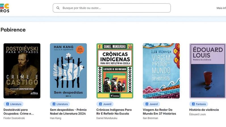MEC Livros, plataforma de empréstimo gratuito de obras literárias do Ministério da Educação