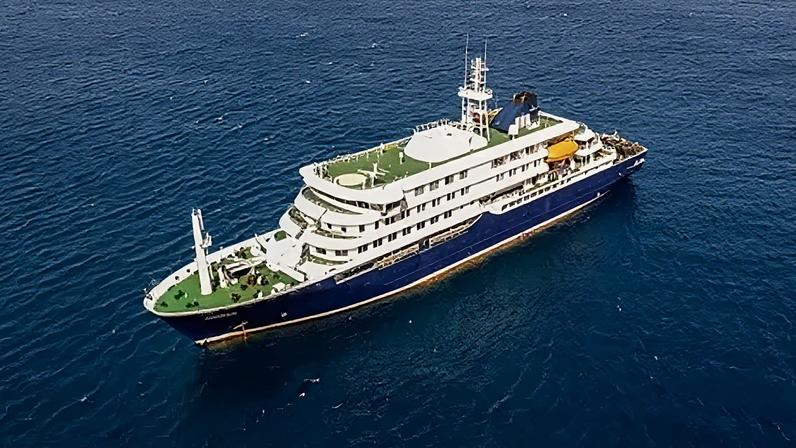 Getty Images Aerial picture of a general view of the cruise ship MV Hondius stationary off the port of Praia, the capital of Cape Verde.