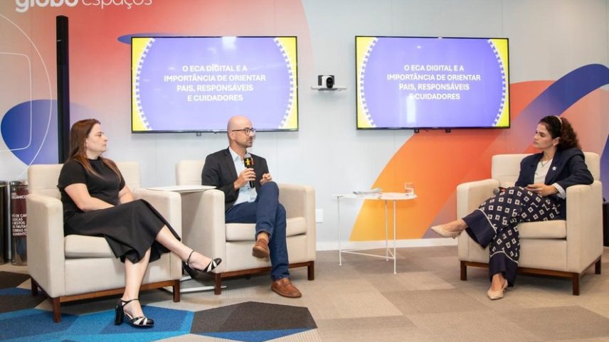 Lisandrea Salvariego, Delegada da Delegacia Especializada em Crimes Digitais contra Crianças e Adolescentes em São Paulo e Rodrigo Nejm, Especialista em Educação Digital do Instituto Alana, participam de debate sobre o ECA Digital e a importância de orientar pais, responsáveis e cuidadores. Daniela Rey, jornalista e analista de Valor Social da Globo, foi a mediadora