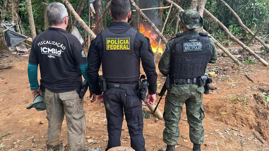 PF e ICMBio desativam garimpos ilegais que ameaçavam linhas de transmissão de energia no Pará. Foto: Polícia Federal/Divulgação