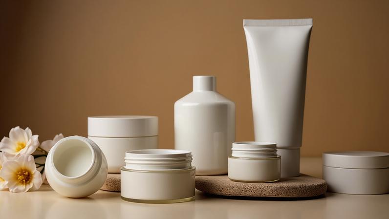 Disposição de frascos de cosméticos