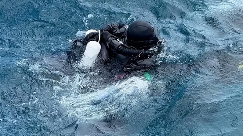 A team of specialist Finnish divers were able to retrieve the two bodies on Tuesday