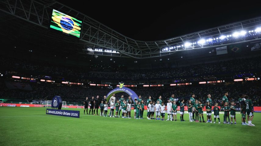 Palmeiras em campo para o clássico sem a presença do Santos — Foto: Ettore Chiereguini/AGIF