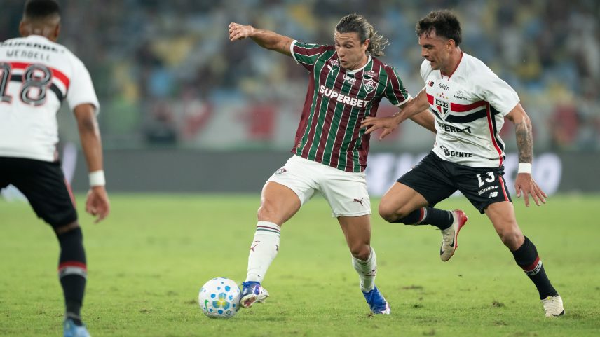 Canobbio, do Fluminense, e Enzo Díaz, do São Paulo — Foto: Jorge Rodrigues/AGIF