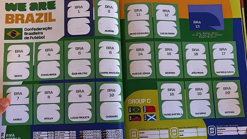 Página da Seleção Brasileira no álbum da Copa do Mundo