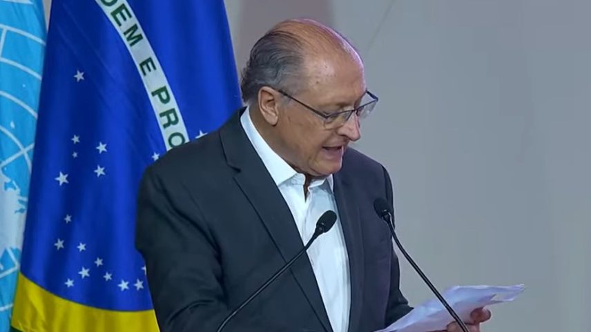 O vice-presidente Geraldo Alckmin, na plenária de Alto Nível da COP30