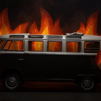 Minha van de camping pega fogo em acidente inusitado