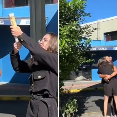 Mulher encerra relacionamento tóxico e recebe festa da amiga em rodoviária