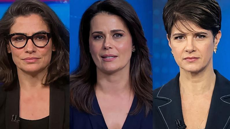 Renata Vasconcellos, da Globo, Adriana Araújo, da Band, e Mariana Godoy, da Record: os formadores de opinião não podem se omitir diante da violência cotidiana