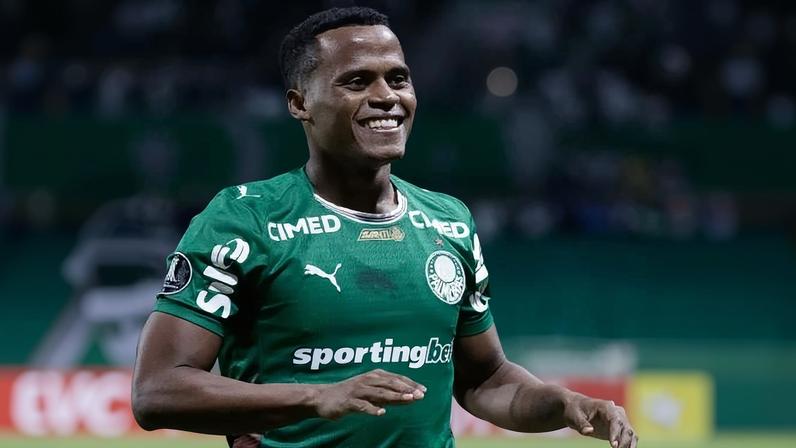 Arias, do Palmeiras, celebra gol sobre o Junior Barranquilla, na Libertadores