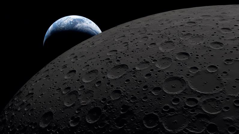 Earthset captured through the Orion spacecraft window at 6:41 p.m. EDT, April 6, 2026, during the Artemis II crew’s flyby of the Moon. A muted blue Earth with bright white clouds sets behind the cratered lunar surface. The dark portion of Earth is in nighttime. On Earth’s day side, swirling clouds are visible over the Australia and Oceania region. Credit: NASA