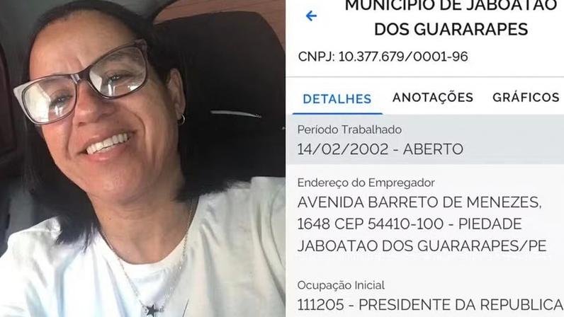 Claudia Silva, de 53 anos, foi registrada como presidente da República em Jaboatão dos Guararapes — Foto: Reprodução/Whatsapp