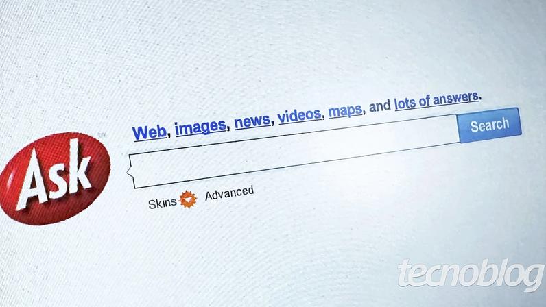 Página inicial do Ask.com em abril de 2026 (captura de tela: Wayback Machine)