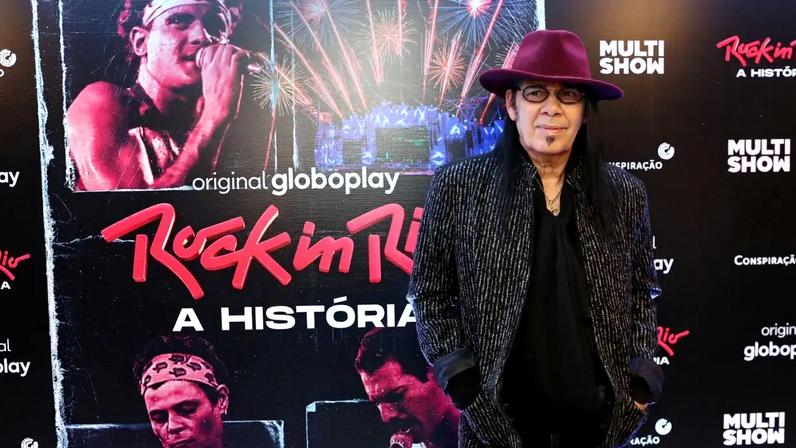 Pepeu Gomes comparece ao lançamento da série Original Globoplay ‘Rock in Rio - A História’ no Rio de Janeiro