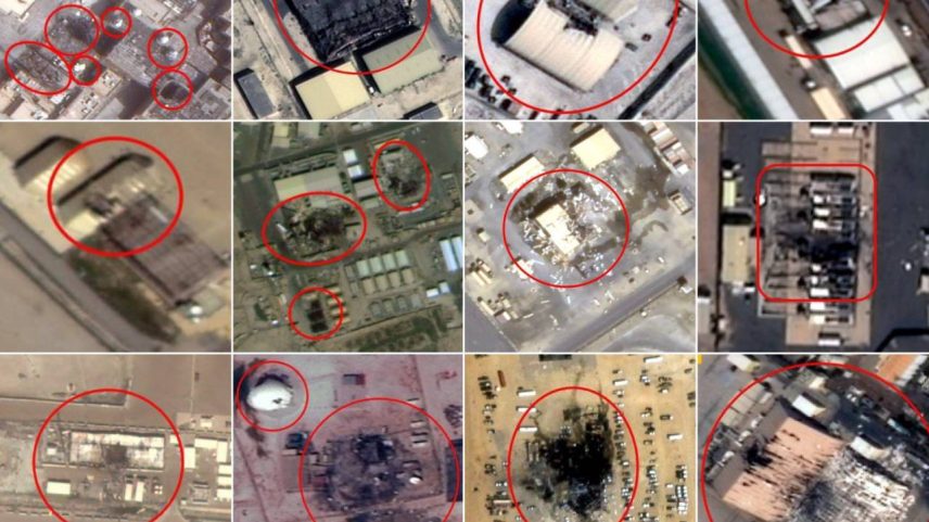 Alvos atacados pelas forças iranianas em bases americanas no Oriente Médio.