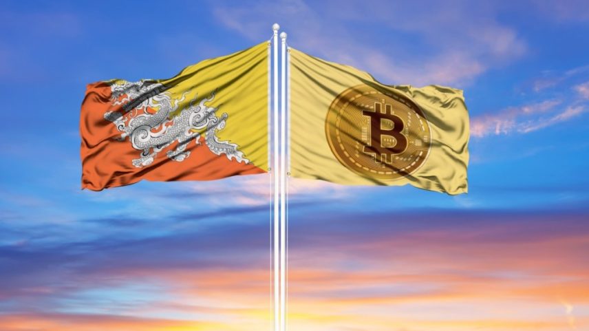bandeiras pareadas de Butão e Bitcoin