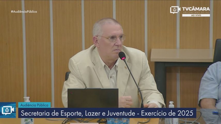 O secretário municipal de Esporte, Lazer e Juventude de São Caetano do Sul, Mauro Roberto Chekin — Foto: Reprodução/YouTube