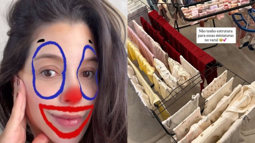 Na reta final da gravidez, Laís Caldas revela fadiga ao lavar roupinhas da filha: 'Precisa passar tudo?' — Foto: Reprodução/Instagram