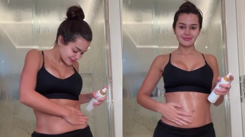 Grávida pela primeira vez, Franciny Ehlke se impressiona com mudanças no corpo: 'Está crescendo muito'