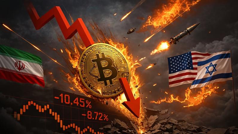 Representação do bitcoin em meio ao conflito de EUA e Israel contra o Irã — Foto: Imagem criada com inteligência artificial