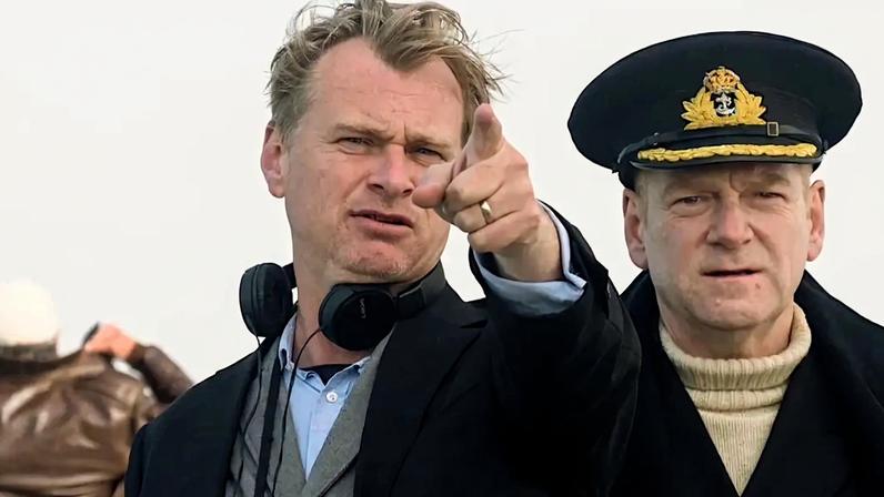 Christopher Nolan e Kenneth Branagh nas filmagens de "Dunkirk"