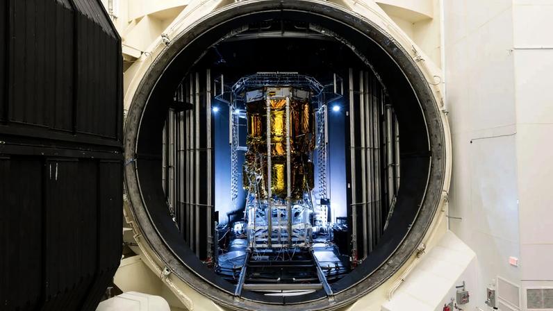 Environmental testing of Blue Origin’s Blue Moon Mark 1 (MK1) lunar lander has been completed inside Thermal Vacuum Chamber A at NASA’s Johnson Space Center in Houston.