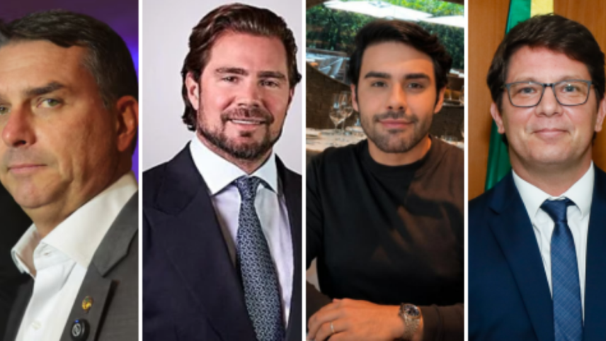 Flávio Bolsonaro, Daniel Vorcaro, Thiago Miranda e Mario Frias